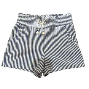 Tommy Bahama Girls Sz 7/8 Blue/White Stripped 100% Cotton Paperbag Shorts